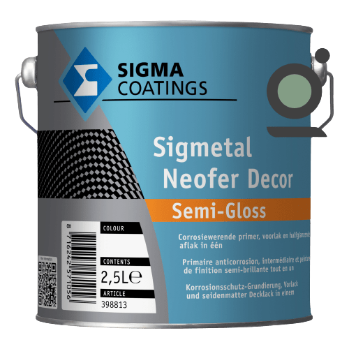 Sigmetal neofer decor semi-gloss corrosiewerende primer en afwerking in 1 metaallak